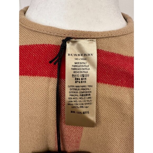 Burberry Women’s Charlotte reversible solid check Wool cape Camel 140*14… - Picture 6 of 11